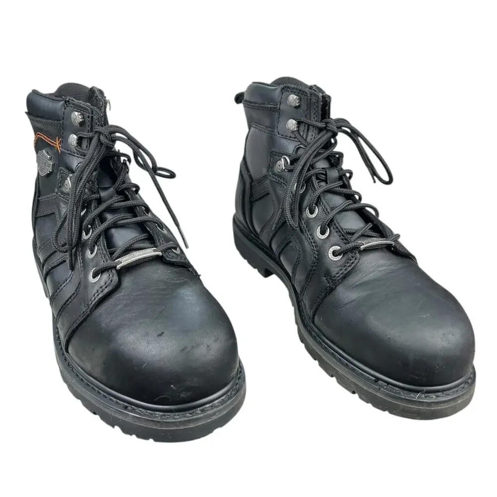 Harley Davidson Men’s Chad Black Leather Steel Toe Moto Boot Size US 12